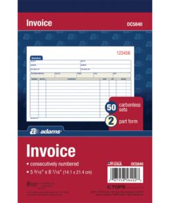 Alternative view of Adams Invoice Book, 2-Part, Carbonless, 5-9/16 x 8-7/16 Inches, 50 Sets per Book (DC5840)