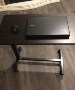 Drive Medical 13067 Adjustable Non Tilt Top Overbed Table With Wheels for Hospital and Home Use, Standing Desk, Walnut Silver Vein 35 71WN6alklzL