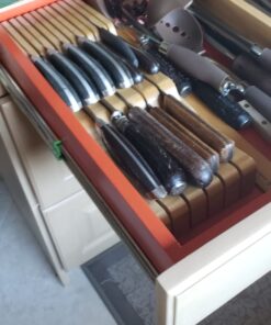 In-Drawer Knife Block Organizer - Bamboo Wood Drawer Knife Organizer - Holds 5 Long + 6 Short Knives (Not Included) - Store Knives with Blades Pointing Down Natural 45 71WN6cTXtrL