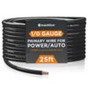 InstallGear 1/0 Gauge Wire (25ft) Copper Clad Aluminum CAA - Primary Automotive Wire, Car Amplifier Power & Ground Cable, Battery Cable, Car Audio Speaker Stereo, RV Trailer Wiring Welding Cable 1/0ga 25ft - Black