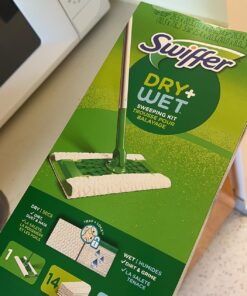 Swiffer Sweeper 2-in-1 Mops for Floor Cleaning, Dry and Wet Multi Surface Floor Cleaner, Sweeping and Mopping Starter Kit, Includes 1 Mop + 19 Refills, 20 Piece Set 36 71WOEFVc1L