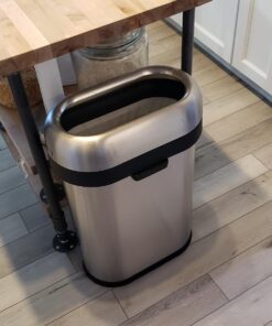 simplehuman 50 Liter / 13.2 Gallon Slim Open Top Trash Can, Commercial Grade Heavy Gauge Brushed Stainless Steel 50 Liter Slim 34 71WP19xIgoL
