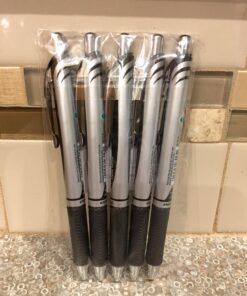 Pentel EnerGel Deluxe RTX Retractable 0.7mm Fine Line Metal Tip Liquid Gel Pen , Black Ink, 1 Set, 5 pens per set 13 71WPJ5HE9LL