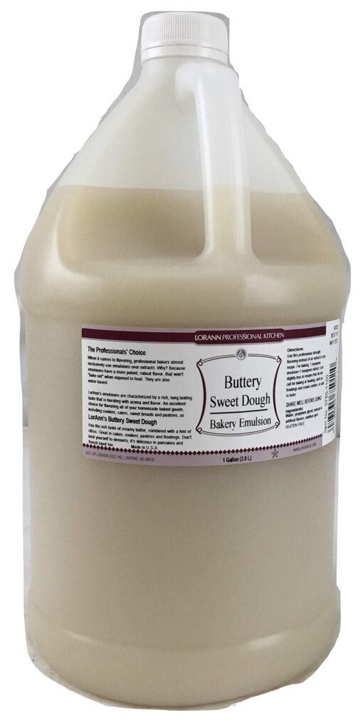 Lorann Oils Buttery Sweet Dough Bakery Emulsion: Authentic Sweet Dough Taste, Ideal for Amplifying Sweet Bready Notes in Baked Goods, Gluten-Free, Keto-Friendly, Sweet Dough Flavoring Essential 1 Gallon