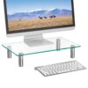 WALI Glass Monitor Stand Riser for Desk,Height Adjustable Computer Monitor Riser, Clear Monitor Stand for Laptop TV Computer Screen, Desk Organization, Office Supplies (GTT001), 16 X 10 inch, Clear 15 71WQ2IuYcsL