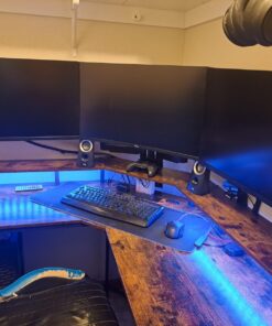 MOUNTUP Triple Monitor Stand Mount - 3 Monitor Desk Mount for Computer Screens Up to 27 inch, Triple Monitor Arm with Gas Spring, Heavy Duty Monitor Stand, Each Arm Holds Up to 17.6 lbs, MU0006 Black 35 71WQ6x8CYkL