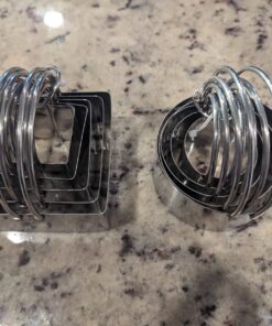 Cookie Cutters Set of 10, 5 sizes round and 5 sizes square Stainless steel Biscuit cutters with handles 32 71WRUBKexDL