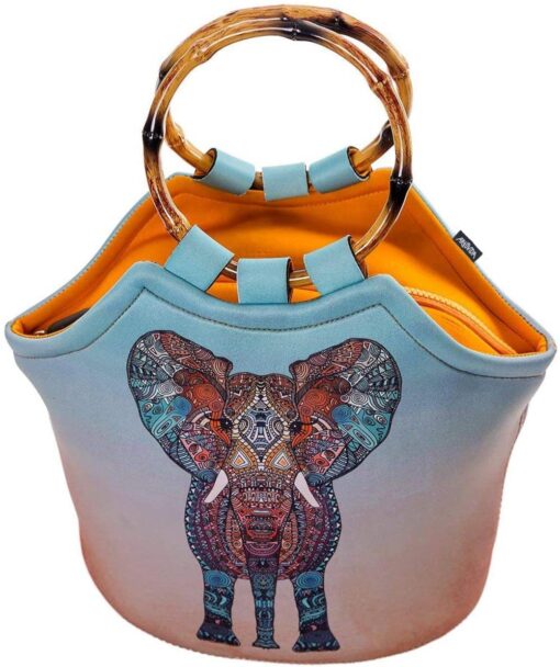 Artovida Artists Collective Lunch Purse | 11 x 15 x 6 Inches Large Reusable Insulated Lunch Tote with Inside Pocket - Design by Monika Strigel (Germany) Elephant - Bamboo Monika Strigel (Germany) - Boho Summer Elephant