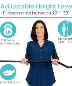 Vive Walking Cane - Ergonomic Offset Patented Hand Grip - Lightweight Adjustable Walking Aid for Men, Women, Elderly - Non-Slip Tip, Sturdy Mobility Aid for Seniors, Supports Up to 250lbs (Purple) Black 18 71WTDQYaggL