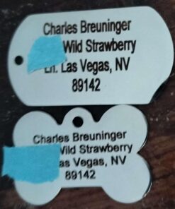 GoTags Stainless Steel Pet ID Tags, Personalized Dog Tags and Cat Tags, up to 8 Lines of Custom Text, Engraved on Both Sides, in Bone, Round, Heart, Bow Tie and More Rectangle Regular (Pack of 1) 29 71WVawf65iL