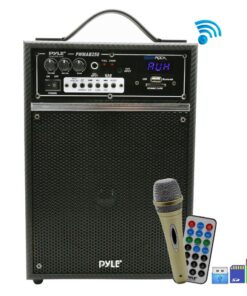 Pyle 300 Watt Outdoor Indoor Wireless Bluetooth Portable PA Speaker 6.5 inch Subwoofer Sound System with USB SD Card Reader, Rechargeable Battery, Wired Microphone, FM Radio, Remote - PWMAB250BK Black 16 71WW4dAr7L