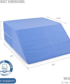 DMI Ortho Bed Wedge Elevated Leg Pillow, Supportive Foam Wedge Pillow for Elevating Legs, Improved Circulataion, Reducing Back Pain, Post Surgery and Injury, Recovery, Blue 8" x 20" x 24" 8 Inch 27 71WXg5H361L
