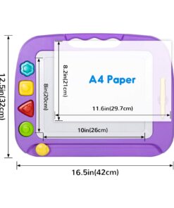 Alternative view of SGILE Magnetic Drawing Board Toy for Kids, Large Doodle Board Writing Painting Sketch Pad, Purple 16*13 in