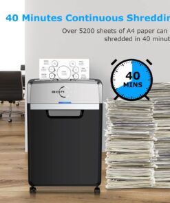 BONSEN Heavy Duty Paper Shredder, 24-Sheet Cross-Cut Shredder, 40-Min Continuous Running Time, Commercial Grade Shredder for Office, 9-Gallon Big Basket, 55dB Super Quiet, P-4 High Security (S3105) 21 71WYWOWqx L