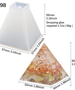 Funshowcase Pyramid Resin Epoxy Mold for Jewelry, Polymer Clay, Soap Making, Cabochon Gemstone Crafting Projects Square Pyramid Medium 2x2x2inch 16 71WYewwZxRL