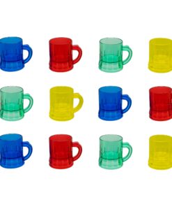 Windy City Novelties - 12 pack - Assorted Color 1oz Plastic Mini Mug Shot Glasses | 4th of July Party Supplies Party Favors Glow Party Raves EDM Concerts Home Decor Home bar Accessories.
