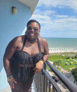 Uniarmoire Womens Plus Size High Waist Fringe Swimwear Two Piece Swimsuit 3X-Large Black 37 71WZrabJVML