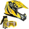 Typhoon Youth Kids Offroad Gear Combo Helmet Gloves Goggles DOT Motocross ATV Dirt Bike MX Motorcycle Large Yellow w/ Yellow Gloves & Goggles 38 71Wa0i9sPL
