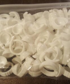 100PCS Disposable Plastic Nail Art Tattoo Glue Rings Holder Eyelash Extension Rings Adhesive Pigment Holders Finger Hand Beauty Tools (White) 100 Count (Pack of 1) White 37 71WaFv4qxL