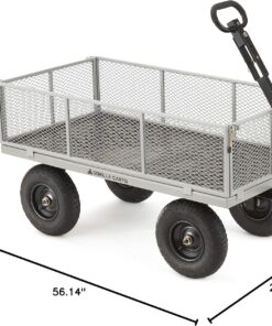 Gorilla Carts GOR1001-COM Steel Utility Cart, Heavy-Duty Convertible 2-in-1 Handle and Removable Sides, 7 cu ft, 1000 lb, Capacity, Gray, 1 pack 55 71WaMlCaWjL