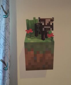 (Set of 4) LucyM Wall Decal Digging Steve; Creeper Inside Wall; Baby Pig; Baby Cow 33 71WbvD8ibNL