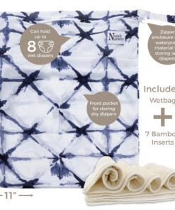 Nora's Nursery Cloth Diapers 7 Pack with 7 Bamboo Inserts & 1 Wet Bag - Waterproof Cover, Washable, Reusable & One Size Adjustable Pocket Diapers for Newborns and Toddlers - Delilah Adjustable Size 19 71WcgztqR9L