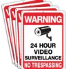 Faittoo 4-Pack Video Surveillance Sign, No Trespassing Metal Reflective Warning Sign, 10 x7 Inches 0.40 Aluminum Indoor or Outdoor Use for Home Business CCTV Security Camera,UV Protected & Waterproof Black and Red on White - 4 Pack 3 71Wcpv7C1mL