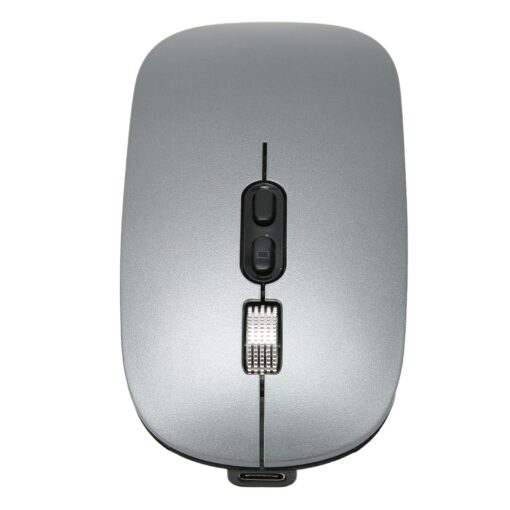 Heayzoki BT Wireless Mouse, Computer Mouse USB Cordless Mice, Type C Charging 2.4G Ergonomic Wireless Mouse with Colorful Light, for Windows PC for Phone (Dark Gray) Dark Gray
