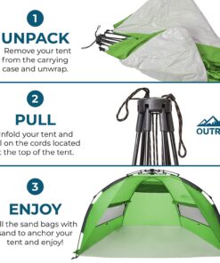 Outrav Pop Up Beach Tent - Quick and Easy Set Up, Family Size, Portable Sun and Water Shelter and Shade Canopy - for Fishing, Camping, Hiking and Outdoor Activities Green 12 71WdnmbeyxL