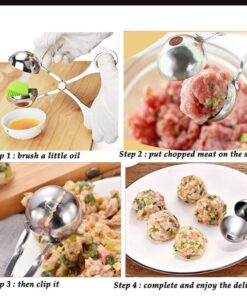 2 PCS None-Stick Meat Ballers, Stainless Steel Meat Baller Tongs, Cake Pop Meatball Maker Ice Tongs, Cookie Dough Scoop for Kitchen. (1.38" and 1.78") 17 71WdnrccPfL