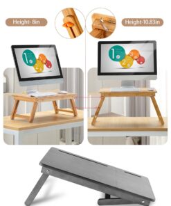 Laptop Desk Nnewvante Table Adjustable Bamboo Foldable Breakfast Serving Bed Tray w' Tilting Top Drawer 21.6" 40 71We3a0clwL