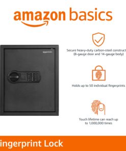 Amazon Basics Steel Home Security Safe with Programmable Electronic Keypad Lock, Secure Documents, Jewelry, Valuables, 1.52 Cubic Feet, Black, 13.8"W x 13"D x 16.5"H 32 71WeDaQ7iQL