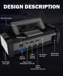 Alternative view of AVAPOW 6000A Car Battery Jump Starter(for All Gas or up to 12L Diesel) Powerful Starter with Dual USB Quick Charge and DC Output,12V Pack Built-in LED Bright Light