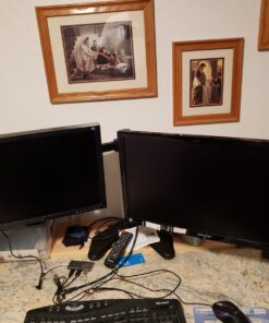 VIVO STAND-V002F Dual LED LCD Monitor Free-Standing Desk Stand for 2 Screens up to 27 Inch Heavy-Duty Fully Adjustable Arms with Max VESA 100x100mm 13" - 27" screens Black 46 71Wf8MswlWL