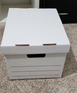 Amazon Basics Medium Duty Storage/Filing Boxes With Lid and Handles, Legal/Letter Size, 12-Pack, White, 16.2" L x 12.5" W x 10.5" H 37 71Wf8w8itzL