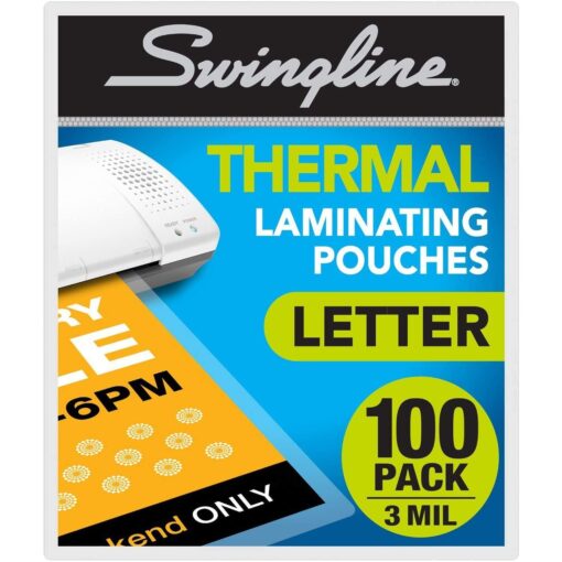 Swingline Thermal Laminating Sheets / Pouches, Letter Size Pouch, Standard Thickness, 100 Pack (3202018),Clear Letter - 100/Pack