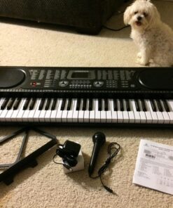 Hamzer 61-Key Portable Electronic Keyboard Piano with Stand, Stool, Headphones, Microphone & Sticker Sheet 50 71WgLQnUNbL