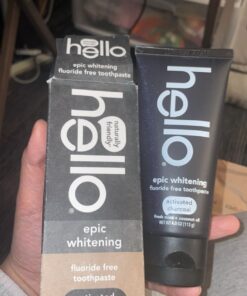 Hello Activated Charcoal Epic Teeth Whitening Fluoride Free Toothpaste, Fresh Mint and Coconut Oil, Vegan, SLS Free, Gluten Free and Peroxide Free, 4 Ounce 4 Ounce (Pack of 1) 34 71WhQfBr7hL