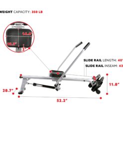 Sunny Health & Fitness Smart Compact Full Motion Rowing Machine, Full-Body Workout, Low-Impact, Extra-Long Rail, 350 LB Weight Capacity and Optional SunnyFit® App Enhanced Bluetooth Connectivity SF-RW5639 35 71WiLX7NaaL
