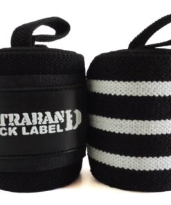 Contraband Black Label 1001 Weight Lifting Wrist Wraps w/Thumb Loops (PAIR) - Competition Grade Wrist Support USPA Approved for Powerlifting, Bodybuilding, Strongman 18in Standard Length 2-Stripe Heavy (BLACK/WHITE) 16 71WircM1IL