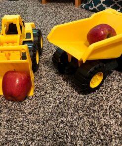 Amazon Basics Toy Construction Vehicle Set, Dump Truck and Bulldozer, Indoor/Outdoor, 10-Inch, Pack of 2, Yellow, 10.25" x 12" x 5.75" 74 71WkfBJ7UIL