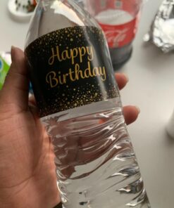 Black and Gold Happy Birthday Party Water Bottle Labels - 24 Stickers 19 71WlRqnEsVL