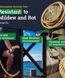 SGT KNOTS Twisted ProManila Rope - UnManila, Twisted 3 Strand Outdoor Rope, Lightweight Synthetic Rope for DIY Projects, Marine, Commercial (1/4" x 100ft) 1/4 inch x 100 ft 16 71Wmipv8RoL