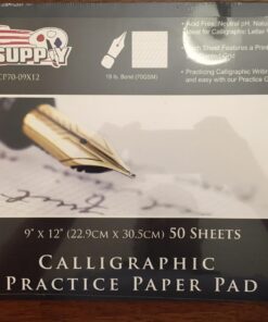 U.S. Art Supply (Pack of 2 Pads) - 9" x 12" Premium Calligraphic Practice Paper Pad, 19 Pound Bond (70gsm), Pad of 50-Sheets, Calligraphy Paper with Printed Practice Rule and Slanted Grid 40 71WneznHXNL