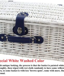 Alternative view of Picnic Basket Willow for 4 Persons, Large Wicker Hamper Set with Big Insulated Cooler Compartment, Free Fleece Blanket with Waterproof Backing and Cutlery Service Kit- Fashionable White Washed Color White for 4 Persons