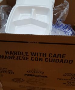 DART 85HT3R Med Perforated 3 Comp Foam Hinged Container, 8.5 Inches (Case of 200), original version,White 29 71WobkPLXKL