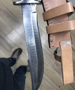 Handmade Damascus Steel 15.25 Inches Bowie Knife - Solid Marindi Wood/Bone Handle(Case/Knife may vary slightly) (REG-49) REG-49 14 71Ws2VdMXNL