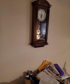 Pendulum Wall Clock Battery Operated - Large Hanging Grandfather Wall Clock with Pendulum - Quiet Wood Pendulum Clock - Wooden Wall Clock for Living Room Decor, Office & Home Décor Gift 27x11 Medium Wood 30 71Ws61l88zL 2