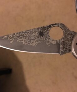 Spyderco - Delica 4 Titanium Handled Damascau Knife with PlainEdge Stainless Steel Blade - Trademarked Round Hole - Back Lock Mechanism - C11TIPD Titanium Handle 14 71WugSiAivL