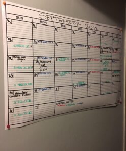 Dry Erase Laminated Jumbo Wall Calendar, Huge 24-inch by36-Inch Size, Monthly Planner for Home Office, Classroom, Large Date Boxes, Reusable Film, Never Folded, Includes 5 Markers, 8 Tacks. I Eraser White 24 x 36 - 1 month 33 71WvV EfG5L